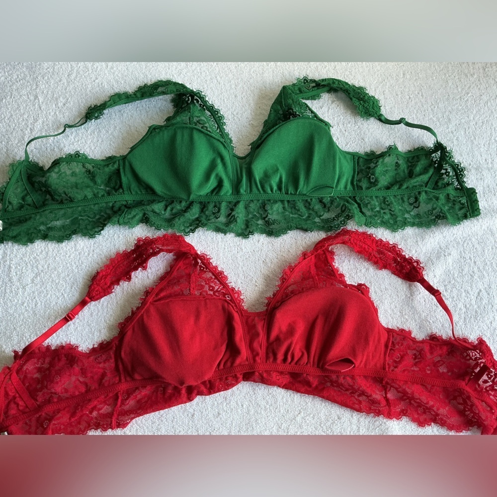 Aerie Lace Bralette Duo - Green and Red - Picture 13 of 16